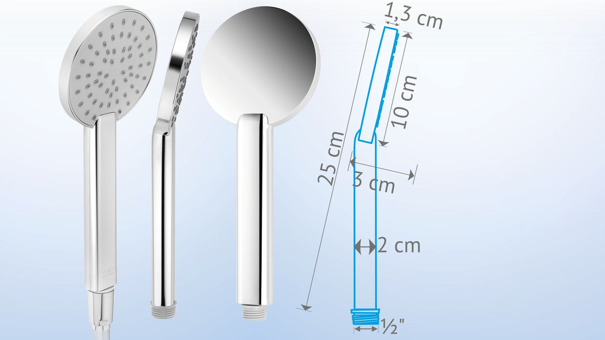 Profil de la douchette Prosecco plate avec dimensions