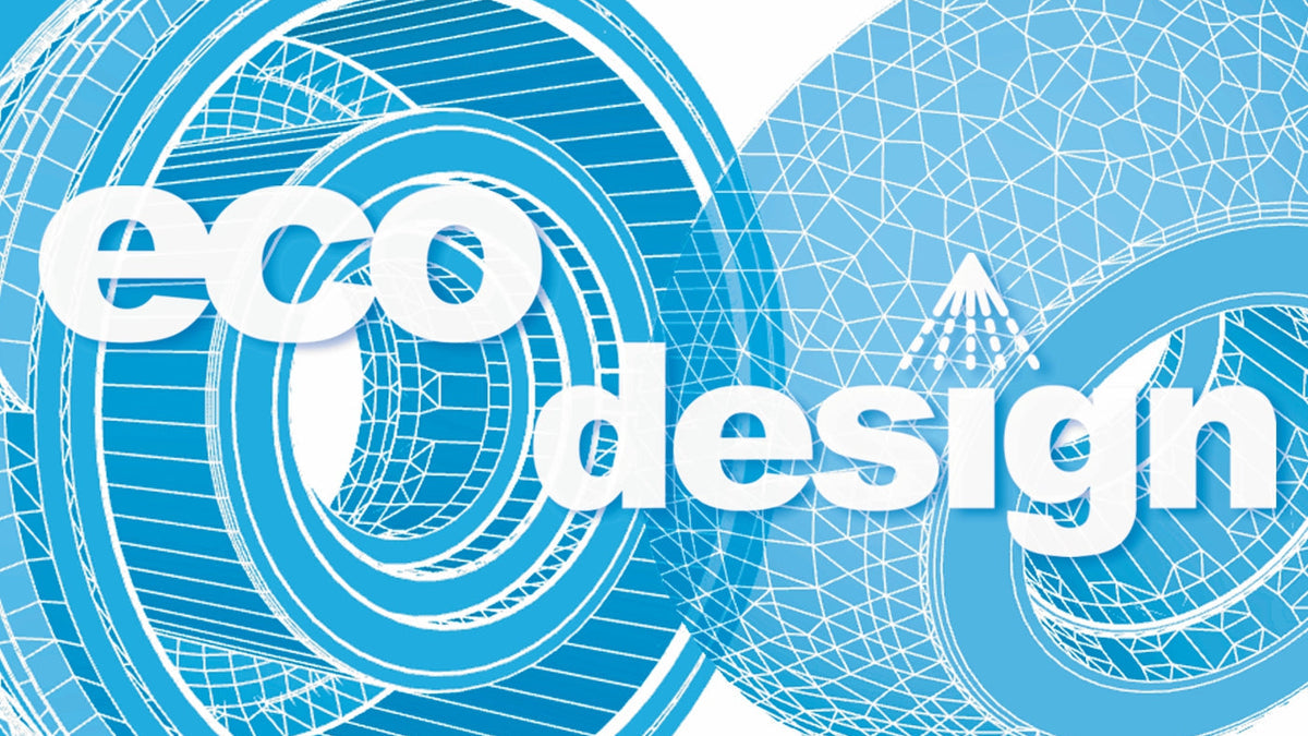 Geometrische Zeichnung des SwissClima-Kopfteils mit Schriftzug «eco design»