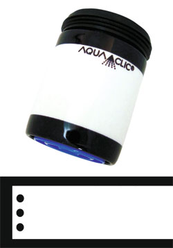 AquaClic-Wassersparer am Wasserhahn in Coco-Design reduziert Energiekosten