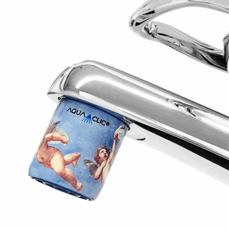 AquaClic-Perlstrahlregler am Wasserhahn mit Flying Angels-Design: Verbrauchen Sie weniger Wasser und sparen Sie Geld!