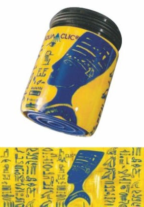 AquaClic Strahlregler Nofretete mit stilisiertem Nofretete-Porträt und Hieroglyphen als Designmotiv mit Originalillustration