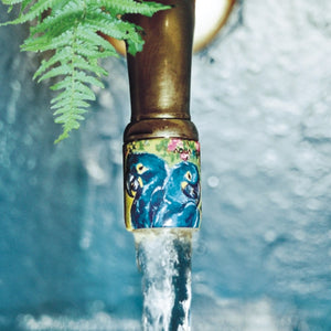 Perlstrahlregler am Wasserhahn mit AquaClic-Technologie und Pappagalli-Design zum Einsparen von Wasser und Energie