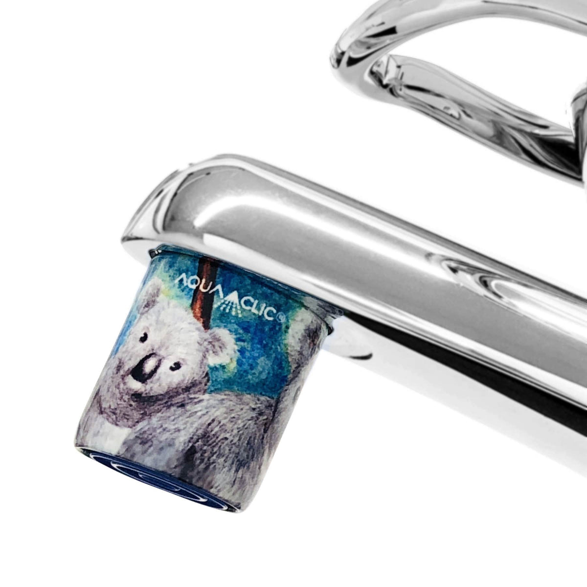 Umweltfreundlicher Wasserhahn mit Koala-Durchflussmengenregler