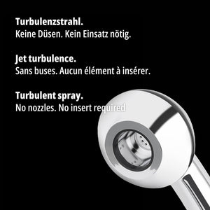 ungewöhnlicher Wasseraustritt bei der SwissClima: Kein Einsatz nötig. Die Brause funktioniert so, wie sie aus der Packung kommt.