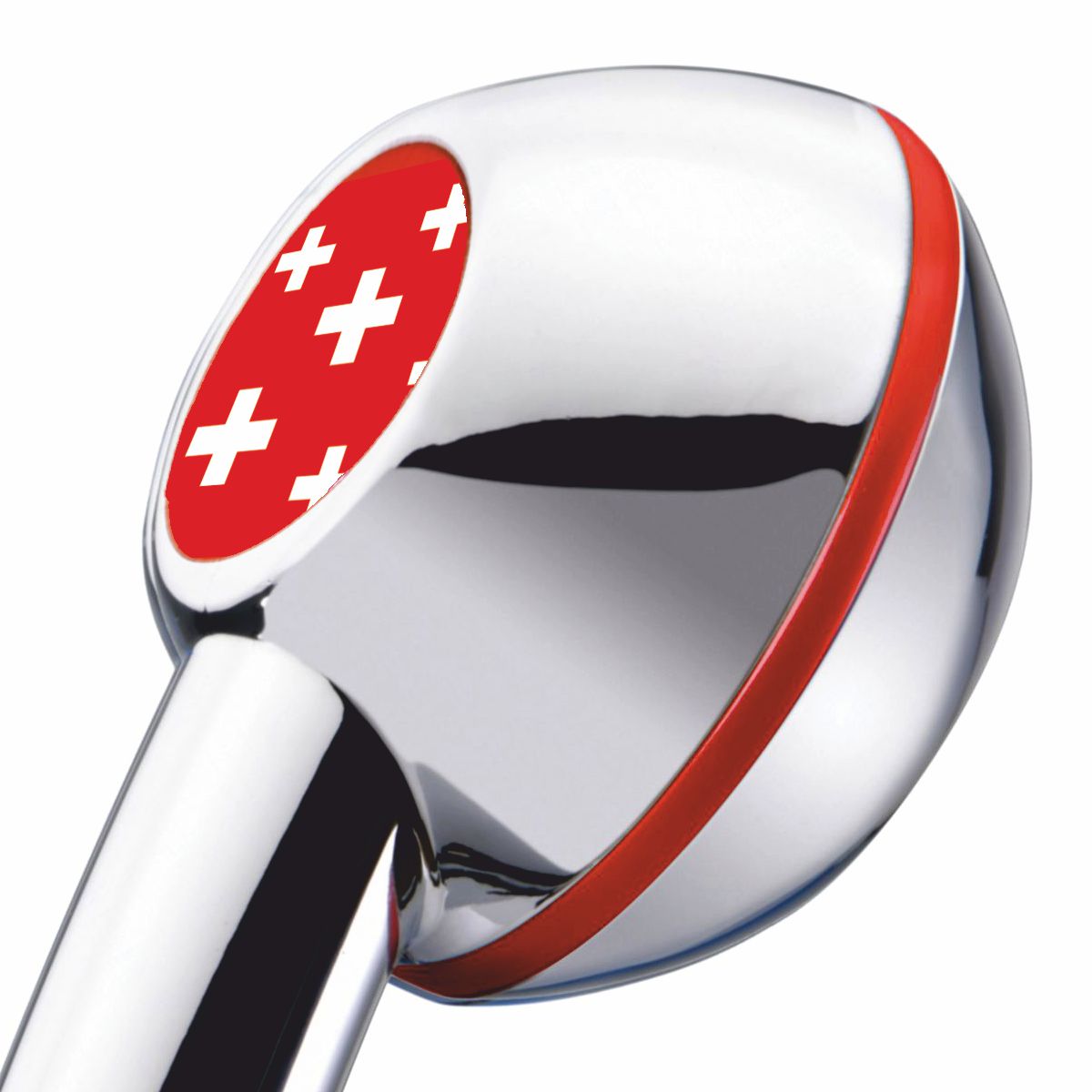 douche SwissClima Suisse à forte pression avec décoration rouge en forme de croix suisse