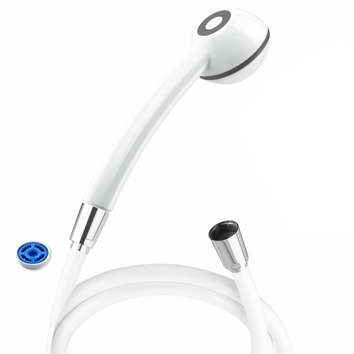 Duschkopf-Set SwissClima Eco: Sparbrause metallfrei, druckverstärkend, Energylabel B-C + Schlauch 175 cm