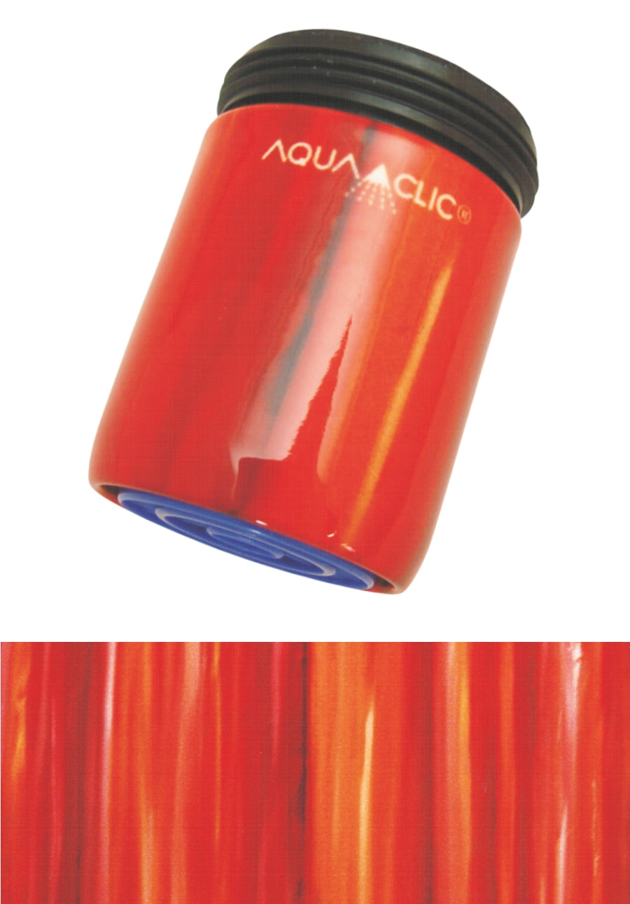 AquaClic Strahlregler Tahiti mit rot-orangefarbenem Farbverlauf Nahaufnahme des Designs