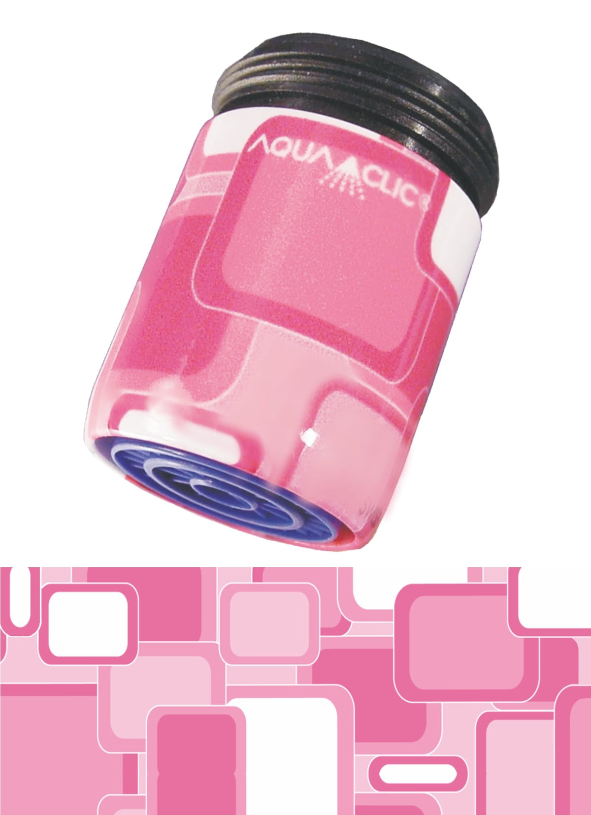 Einfache Lösung für Wassersparen: Pink Power-Perlstrahlregler am Wasserhahn