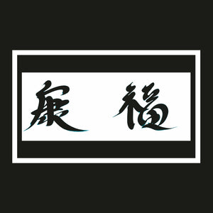 AquaClic Strahlregler Fu Glück mit chinesischem Schriftzeichen für Glück montiert am Chrom Wasserhahn im Badezimmer