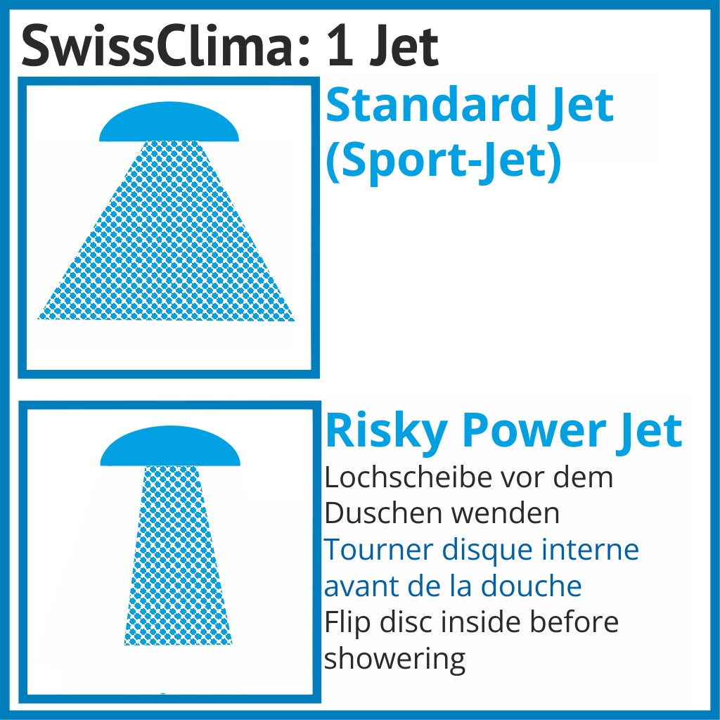Douchette SwissClima avec tuyau flexible 175 cm, augmentation de pression, anticalcaire, étiquette énergie B-C