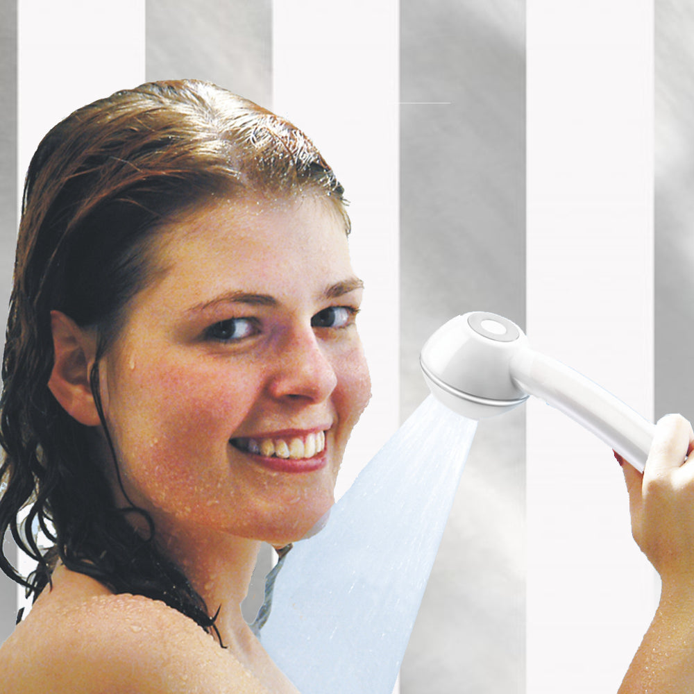 Duschkopf-Set SwissClima Eco: Sparbrause metallfrei, druckverstärkend, Energylabel B-C + Schlauch 175 cm