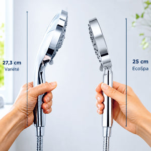 Handbrause Variété in einer Hand, um die Grössenverhältnisse zu zeigen