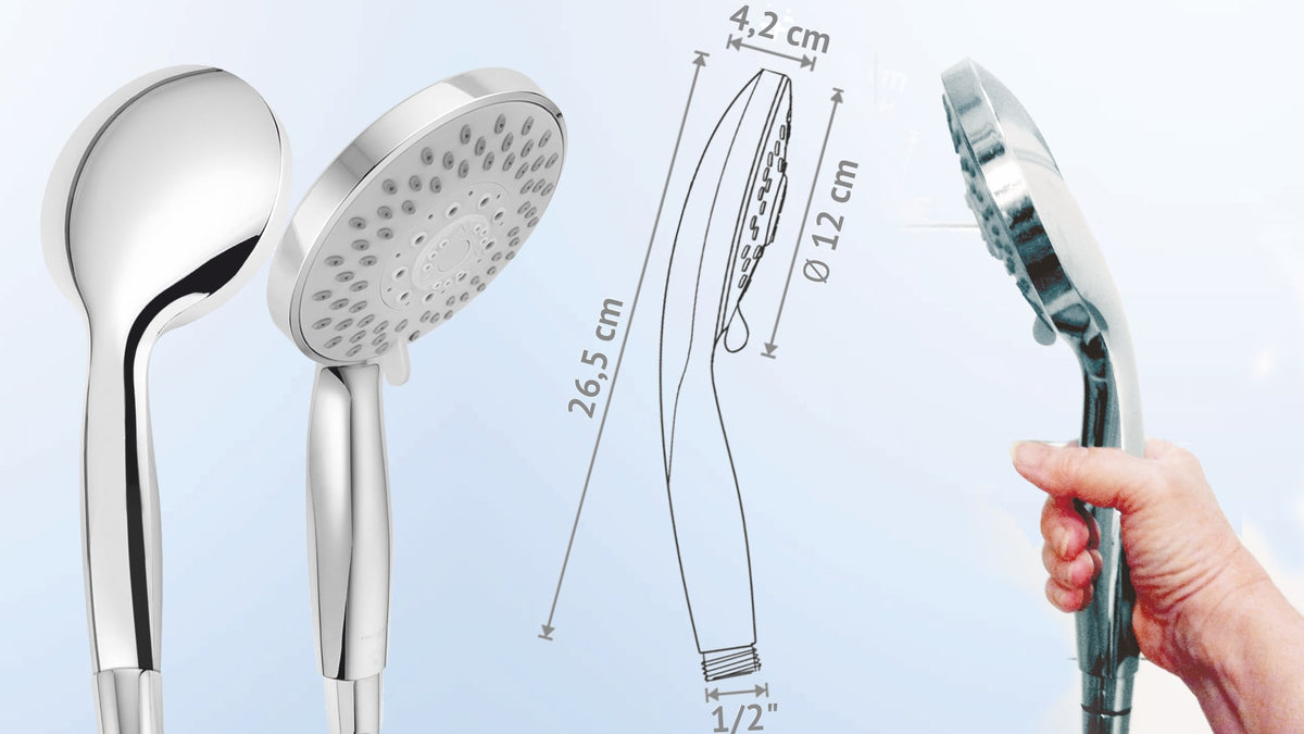 Duschbrause Variété, umstellbar, 5 Strahlarten, wassersparend: Energylabel C oder darunter