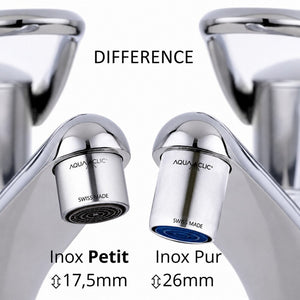 Grössenvergleich AquaClic Inox Petit und Inox Pur aus Edelstahl