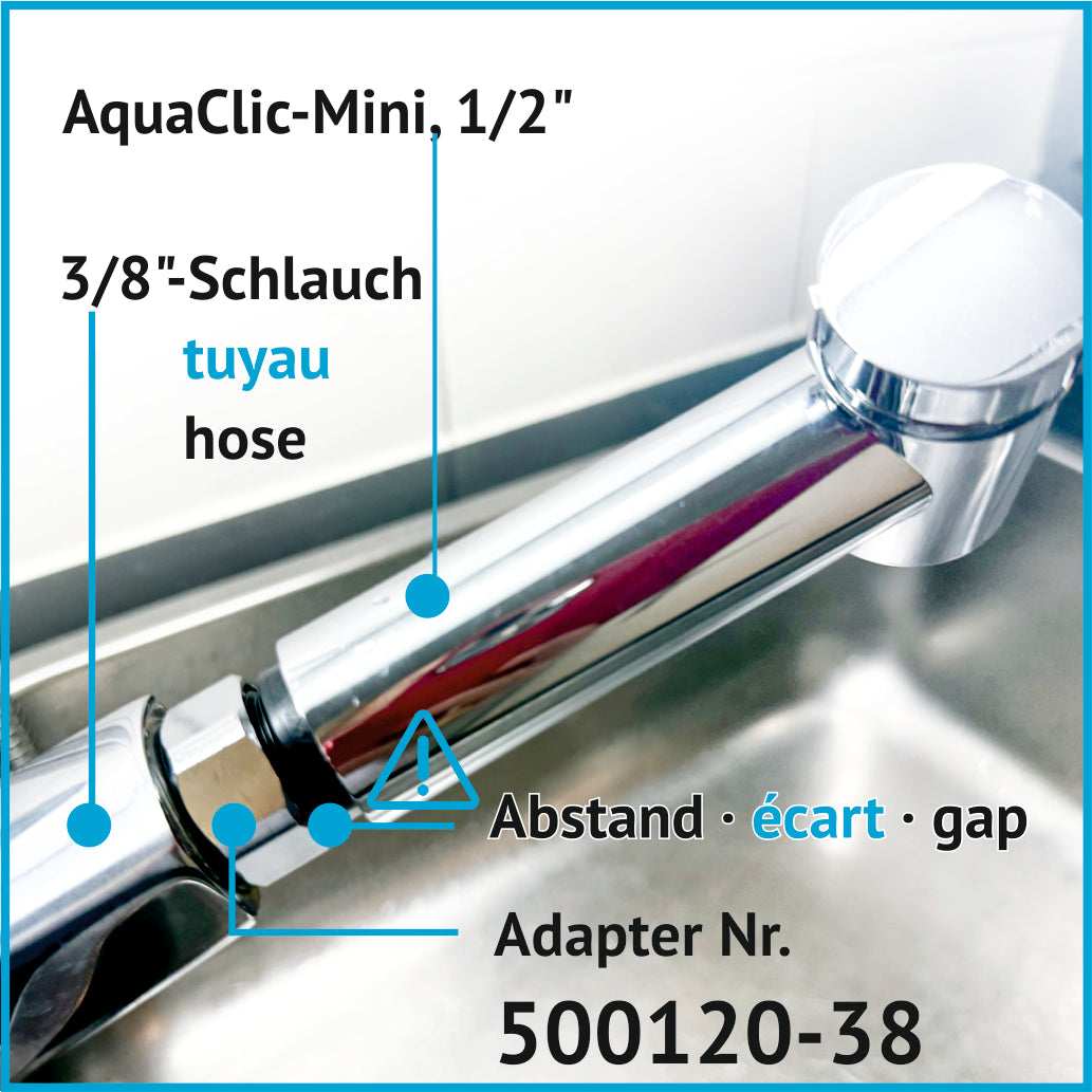 Douchette cuisine + voyage MINI, réglable, pour flexible extractible