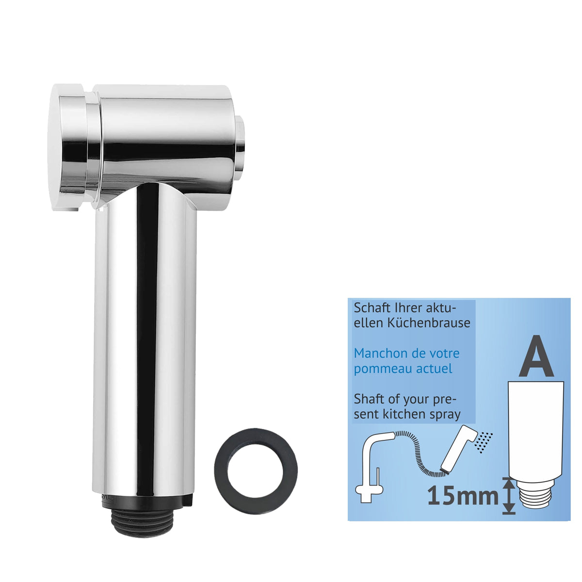 Küchen-Duschkopf Mini, Standard-Variante für übliche Küchen-Armaturen mit ausziehbarem Schlauch