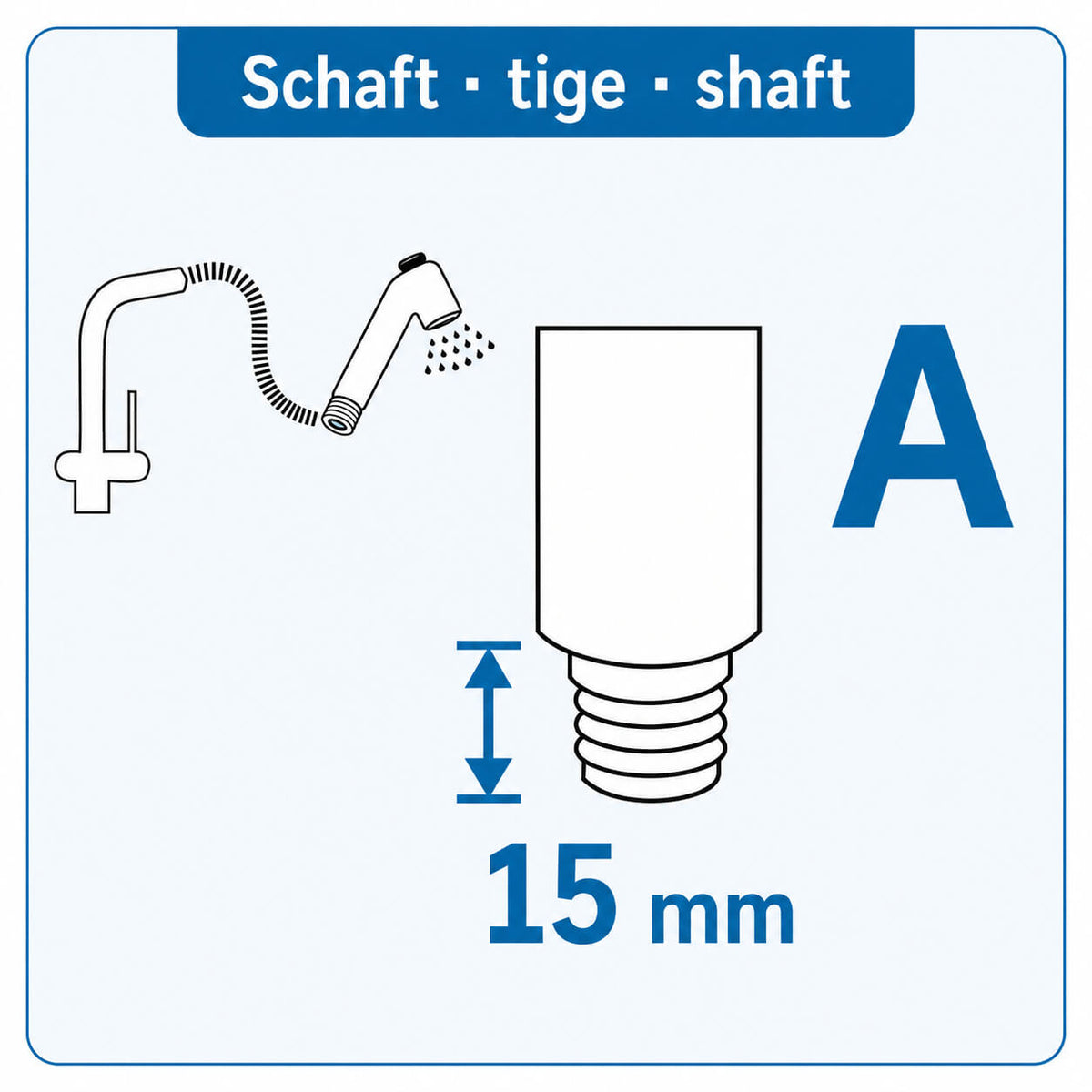 Küchen-Duschkopf Mini, Standard-Variante für übliche Küchen-Armaturen mit ausziehbarem Schlauch