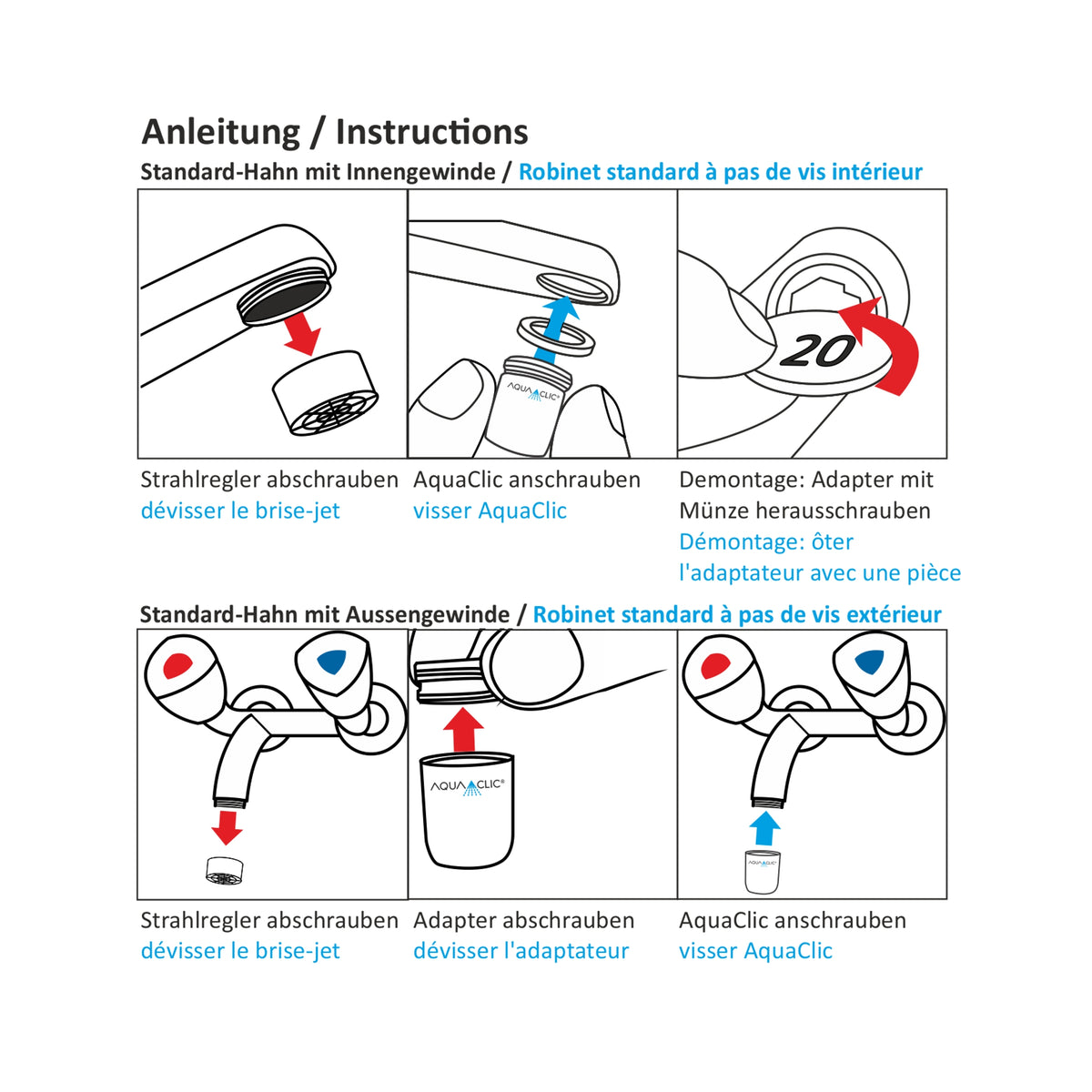 Set Prosecco, 8 pièces, pour la douche et le robinet