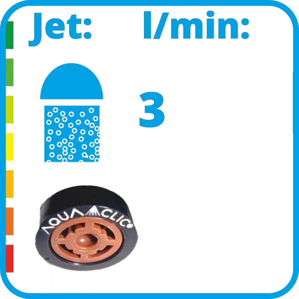 AquaClic Wasserhahn-Strahlregler mit 3 l/min Durchfluss – Effizienzlabel „Jet“, wassersparend