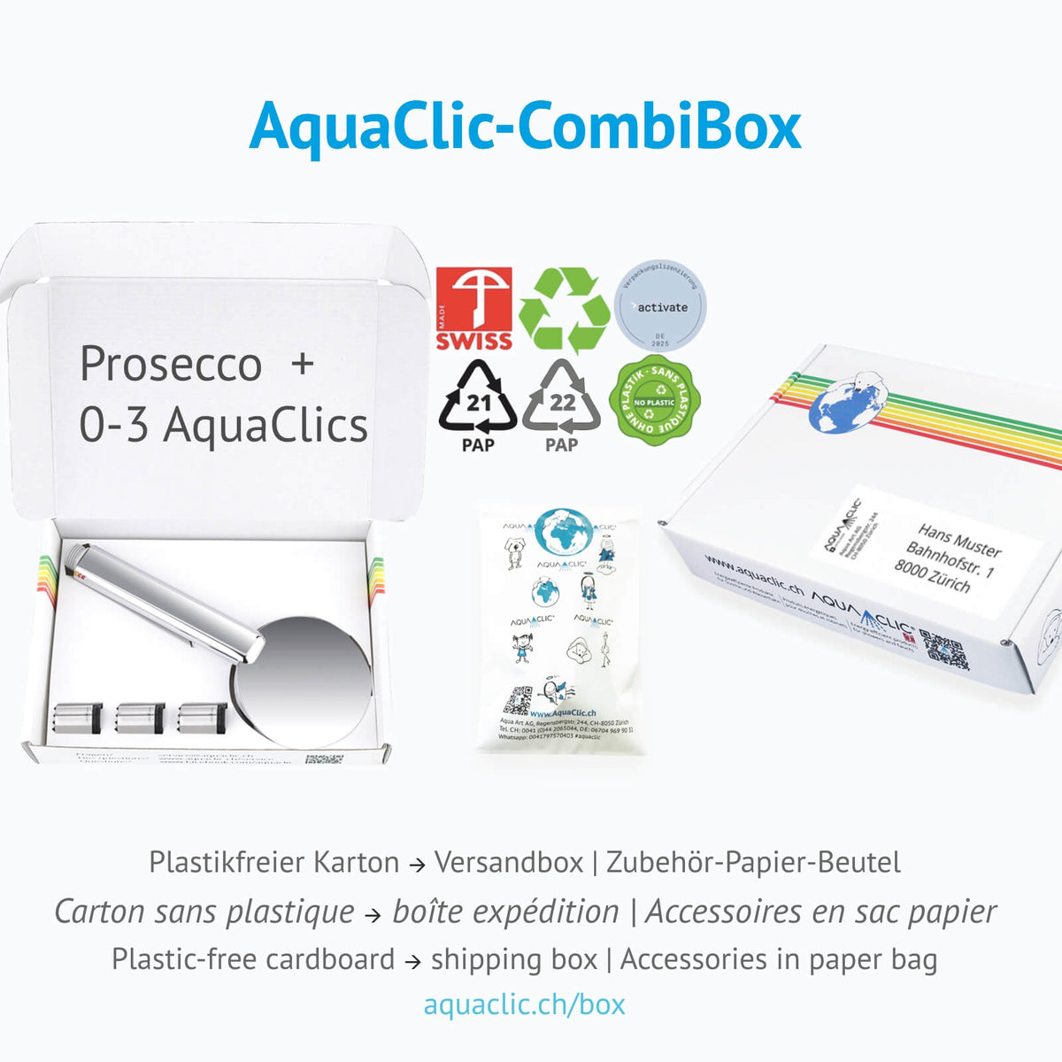 AquaClic-CombiBox: Verpackung = Transportbox, sehr ökologisch