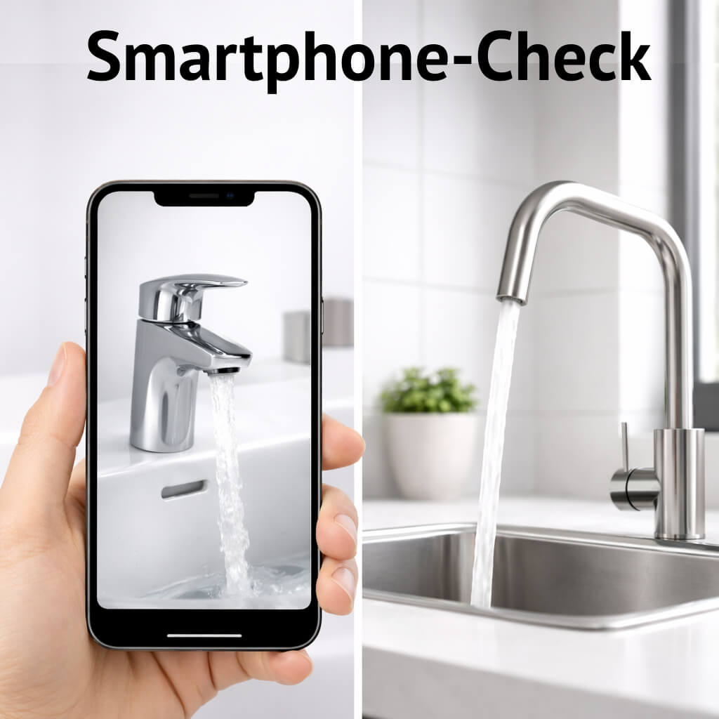 Smartpone-Video-Check für Wasserhahn in Bad oder küche.