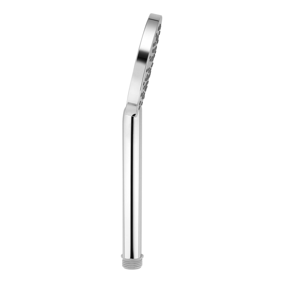 im profil: Duschkopf wassersparend flach 10-cm-grosser Teller ovaler Griff Prosecco Aquaclic 101602