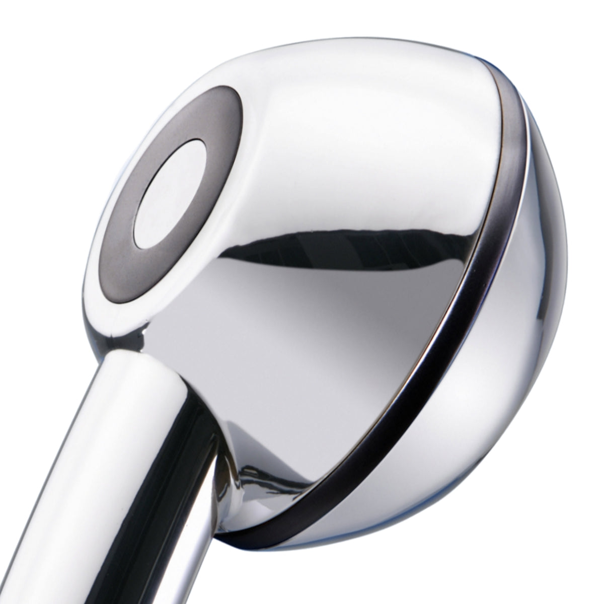 Pommeau de douche vainqueur du test de Kassensturz pour un jet de douche puissant : AquaClic SwissClima Black Power chromé avec éléments décoratifs noirs Pommeau profilé