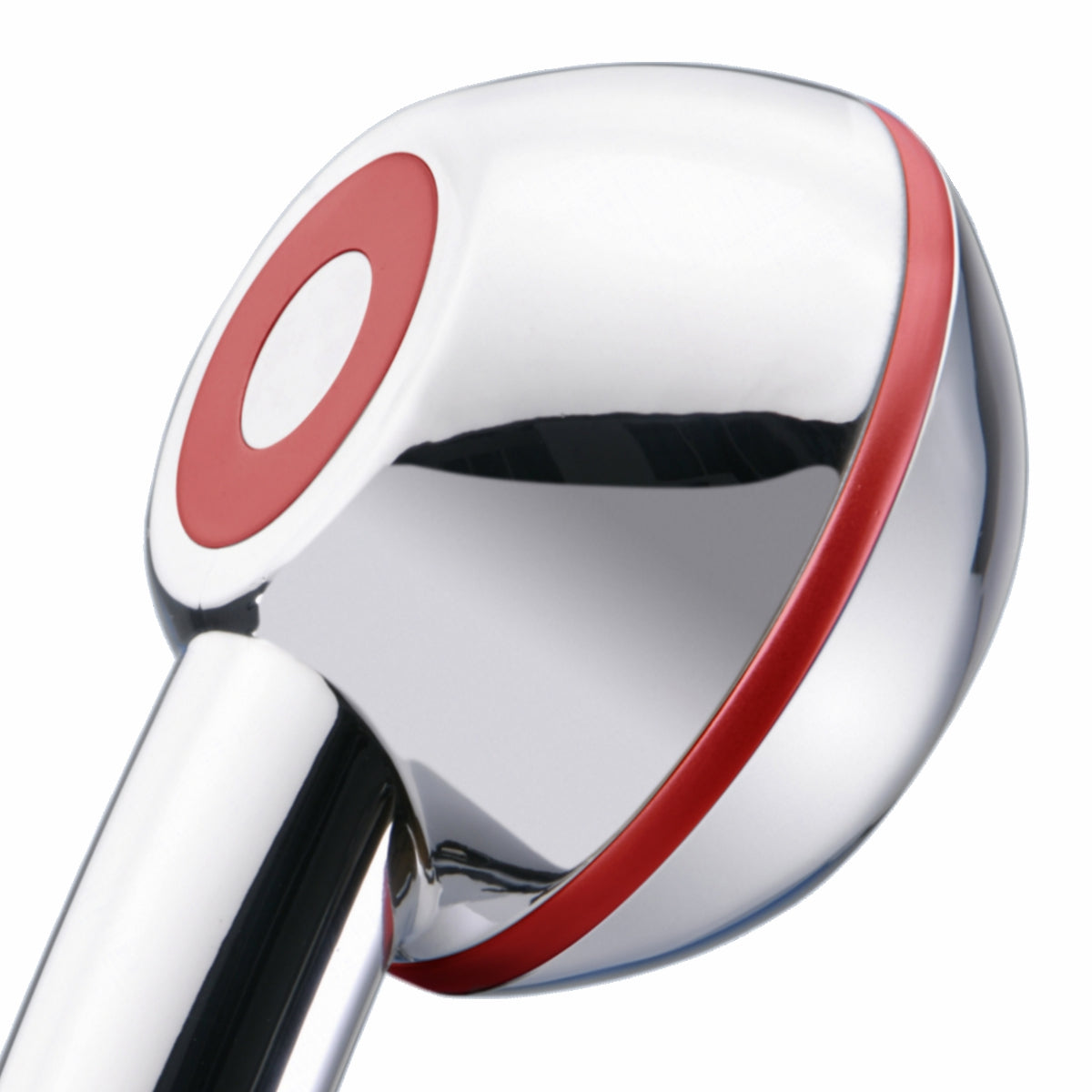 Kassensturz-Testsieger-Sparbrause für maximalen Druck AquaClic SwissClima Vitalite mit ferrari-roten Dekoelementen  Kopfteil im Profil