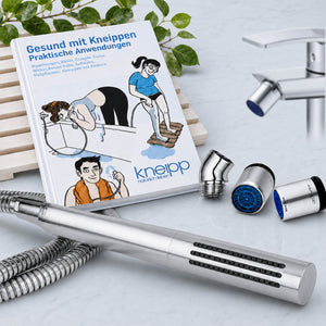Kneipp-Set-Premium: Duschbrause Elegance, Kneippbuch, 1 Duschwinkel, 2 Strahlregler für den WAsserhahn