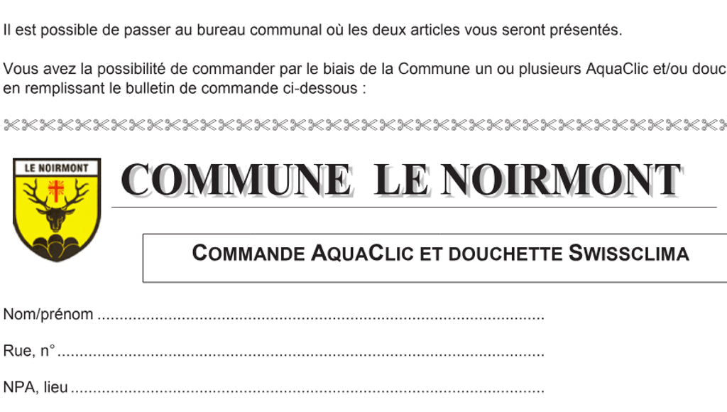 Le Noirmont unterstützt seine Bevölkerung beim Wasser- und Energiesparen