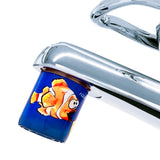 AquaClic Strahlregler mit Clownfisch Motiv in Orange Weiss auf blauem Hintergrund am
