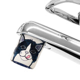 AquaClic Strahlregler Katzen Design Schwarz Weiss mit handgezeichnetem Originalmotiv montiert am Wasserhahn