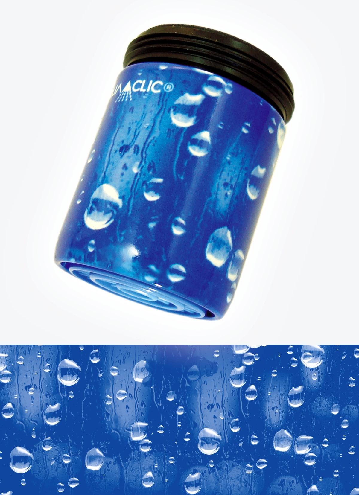 AquaClic-Strahlformer am Wasserhahn in  le grand bleu-Design: Wassersparender Helfer für die Umwelt