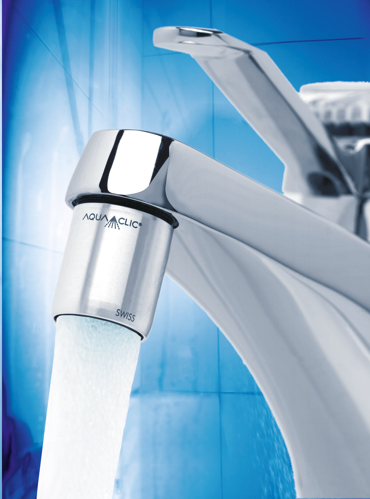 AquaClic Duo Inox Pur: 2 Edelstahl-Mischdüsen für weichen Strahl und Einsparungen