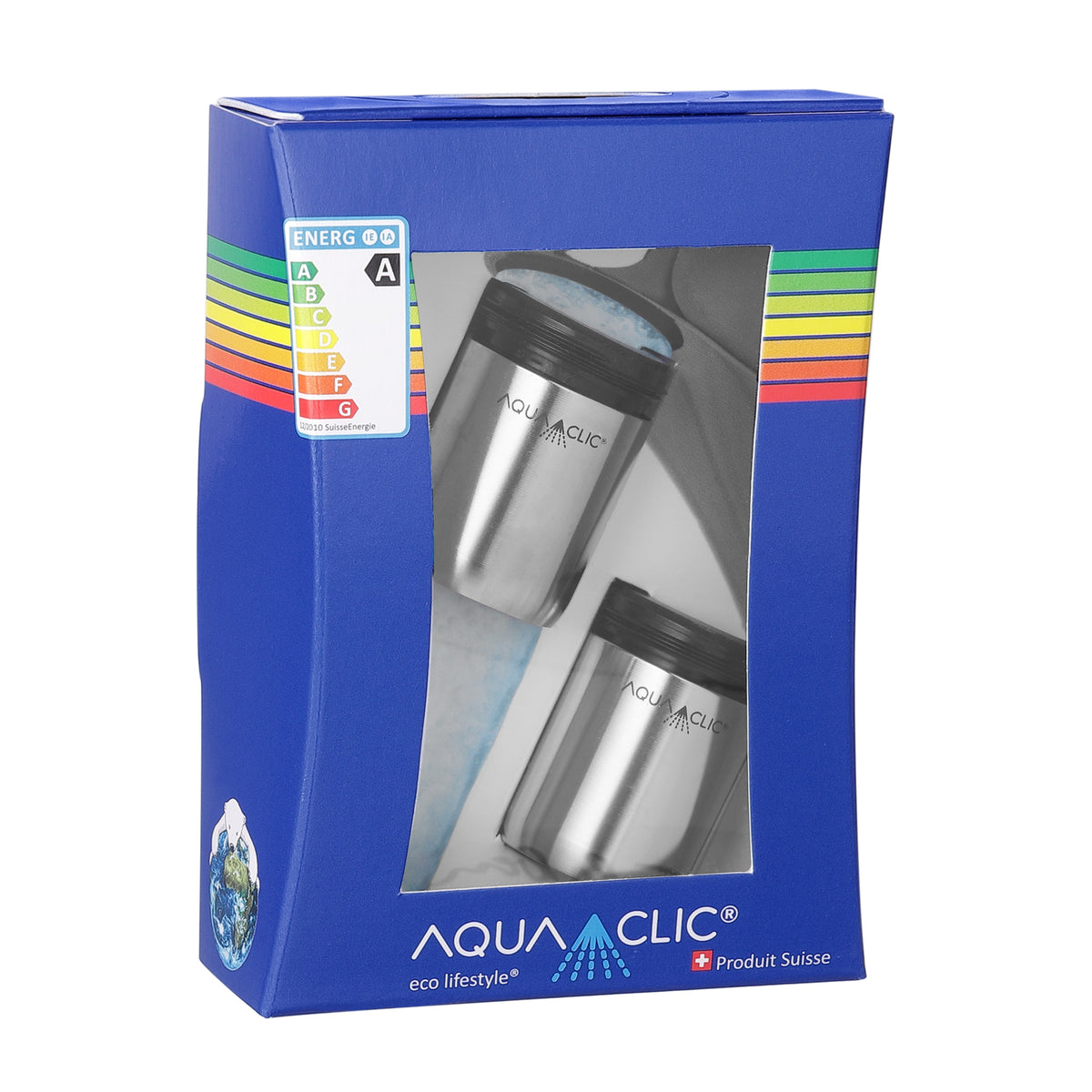 AquaClic Duo Inox Pur: 2 Edelstahl-Mischdüsen für weichen Strahl und Einsparungen
