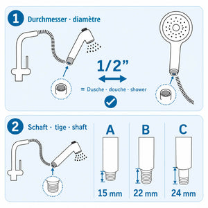 Douchette cuisine MINI – réglable et écono­miseuse d’eau (5 & 12 l/min)