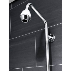 Wandbrause EcoChrome weiss-verchromt an einer alten Stangen-Duschanlage 