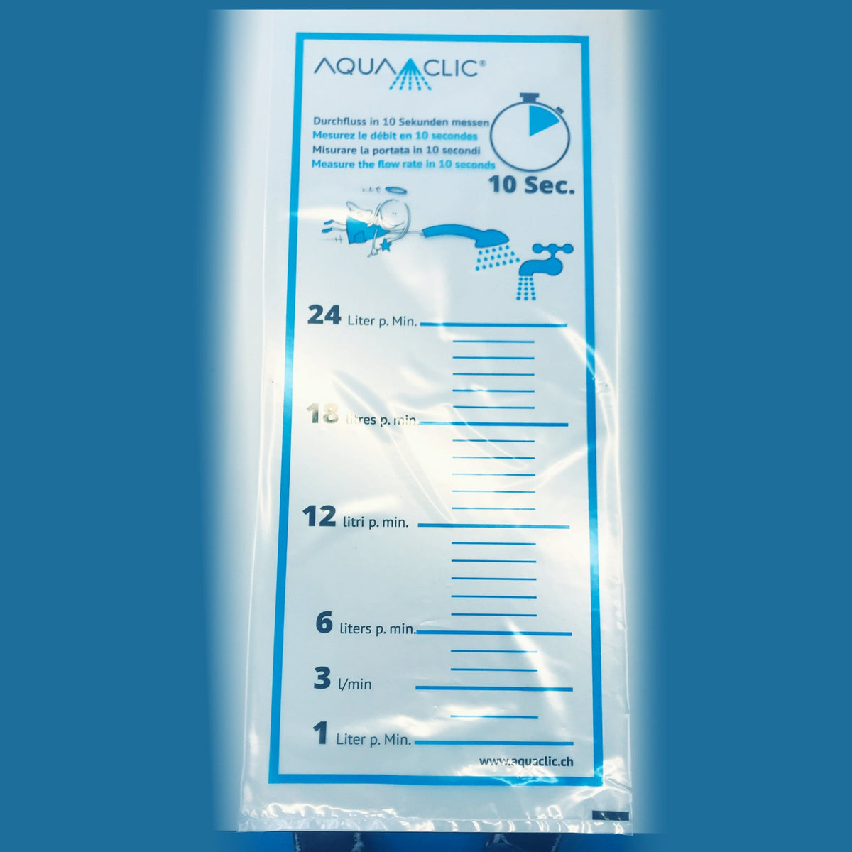 Sac de mesure AquaClic pour robinet ou douche