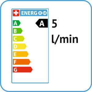 Schweizer Energieetikette A für Strahlregler mit 5 Liter pro Minute