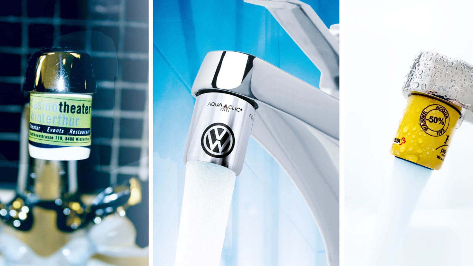 individuell gestaltete Aquaclic-Strahlregler für Gemeinden und Firmen