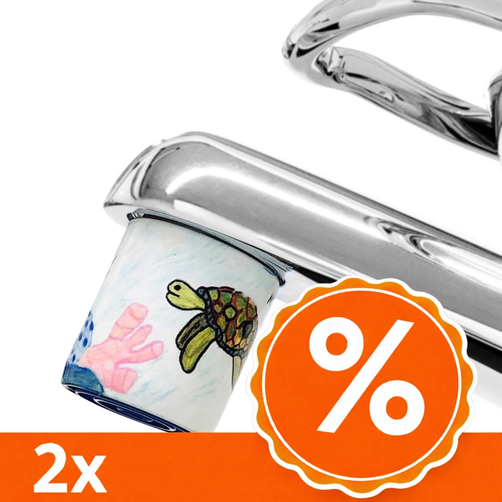 AquaClic Strahlregler mit Schildkröte und Korallen Illustration