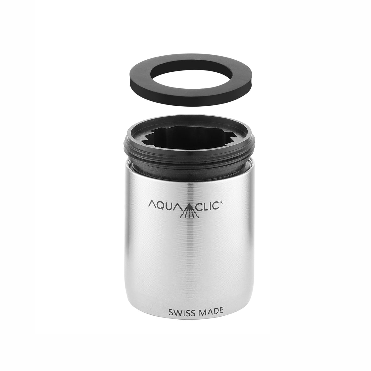 AquaClic Duo Inox Pur: 2 Edelstahl-Mischdüsen für weichen Strahl und Einsparungen