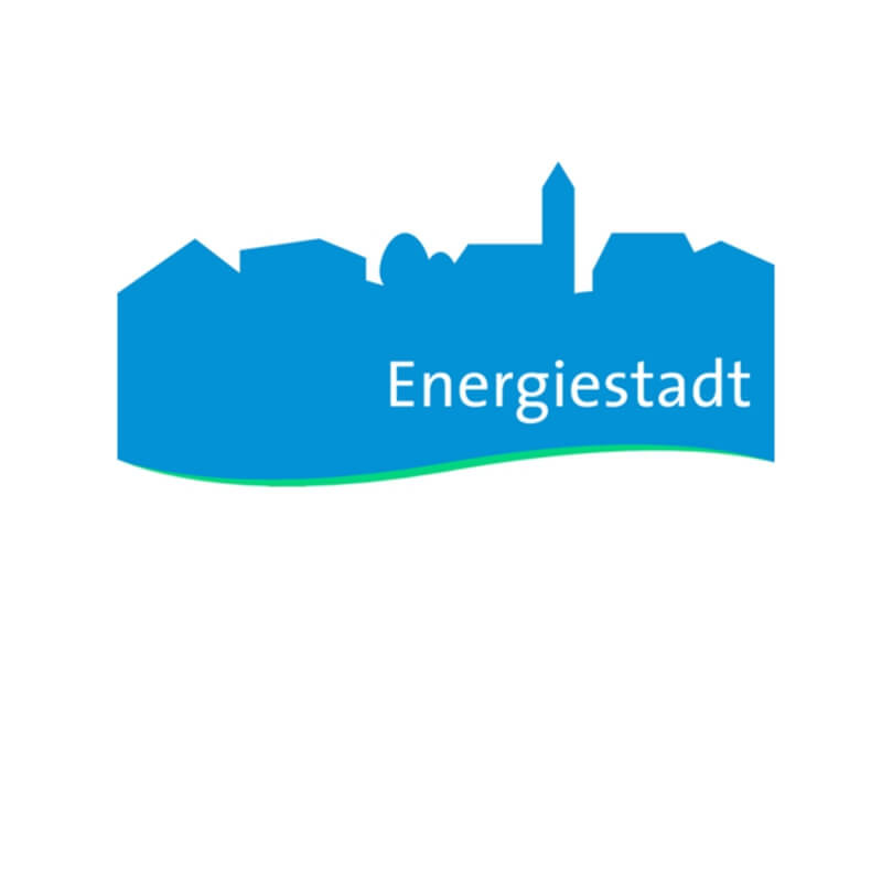 Logo blau Energiestadt des Schweiz. Bundesamts für Energie