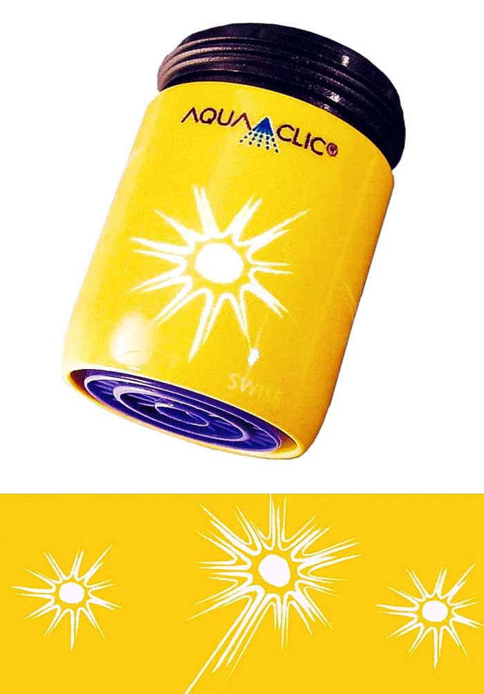 AquaClic Sole Strahlregler mit gelber Sonnen-Abwicklung
